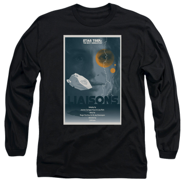 Black men's long sleeve t-shirt with Star Trek The Next Generation Tng S7 Ep2 graphic