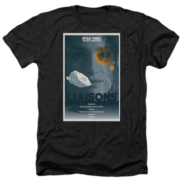 Black men's heather t-shirt with Star Trek The Next Generation Tng Season 7 Episode 2 graphic
