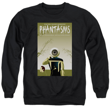 Black men's crewneck sweatshirt with Star Trek The Next Generation Tng S7 Ep6 graphic