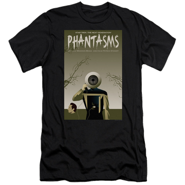 Black men's premium slim fit t-shirt with Star Trek The Next Generation Tng Season 7 Episode 6 graphic