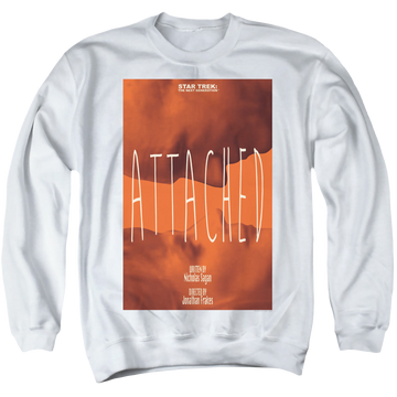 White men's crewneck sweatshirt with Star Trek The Next Generation Tng S7 Ep8 graphic