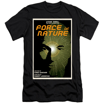 Black men's premium slim fit t-shirt with Star Trek The Next Generation Tng Season 7 Episode 9 graphic