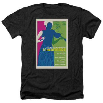 Black men's heather t-shirt with Star Trek The Next Generation Tng Season 7 Episode 10 graphic