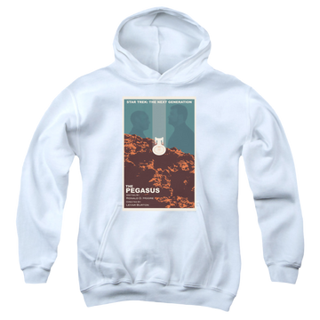 White youth hoodie for ages 8 to 12 with Star Trek The Next Generation Tng Season 7 Episode 12 graphic