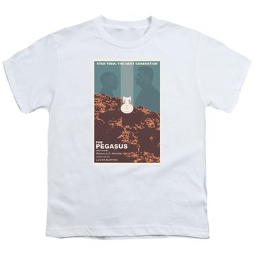 White youth t-shirt for ages 8 to 12 with Star Trek The Next Generation Tng Season 7 Episode 12 graphic