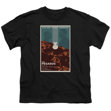 Black youth t-shirt for ages 8 to 12 with Star Trek The Next Generation Tng Season 7 Episode 12 graphic