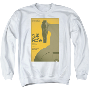 White men's crewneck sweatshirt with Star Trek The Next Generation Tng S7 Ep14 graphic