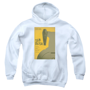 White youth hoodie for ages 8 to 12 with Star Trek The Next Generation Tng Season 7 Episode 14 graphic