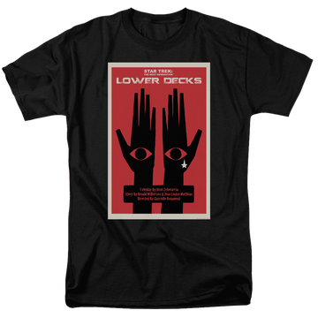 Black men's regular fit t-shirt with Star Trek The Next Generation Season 7 Episode 15 graphic