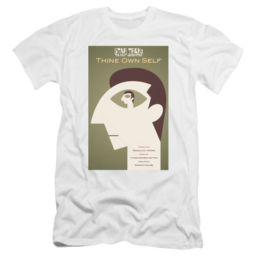 White men's premium slim fit t-shirt with Star Trek The Next Generation Tng Season 7 Episode 16 graphic