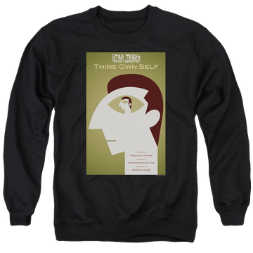 Black men's crewneck sweatshirt with Star Trek The Next Generation Tng S7 Ep16 graphic