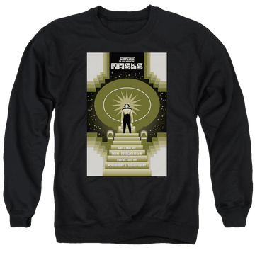 Black men's crewneck sweatshirt with Star Trek The Next Generation Tng S7 Ep17 graphic