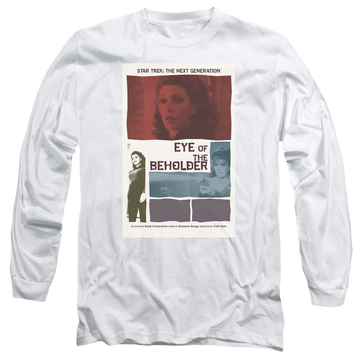 White men's long sleeve t-shirt with Star Trek The Next Generation Tng S7 Ep18 graphic