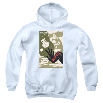 White youth hoodie for ages 8 to 12 with Star Trek The Next Generation Tng Season 7 Episode 19 graphic