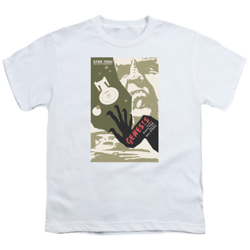 White youth t-shirt for ages 8 to 12 with Star Trek The Next Generation Tng Season 7 Episode 19 graphic