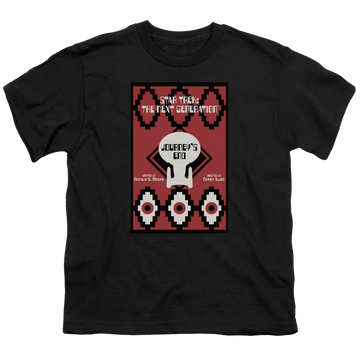 Black youth t-shirt for ages 8 to 12 with Star Trek The Next Generation Tng Season 7 Episode 20 graphic