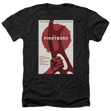 Black men's heather t-shirt with Star Trek The Next Generation Tng Season 7 Episode 21 graphic
