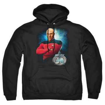 Black pullover hoodie with Star Trek Picard 30 graphic