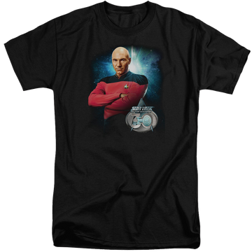 Black men's tall fit t-shirt with Star Trek Picard 30 graphic