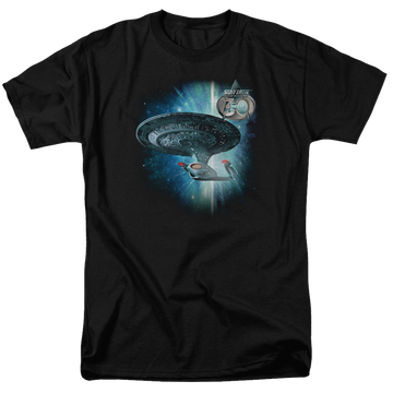 Black men's regular fit t-shirt with Star Trek Ship 30 graphic