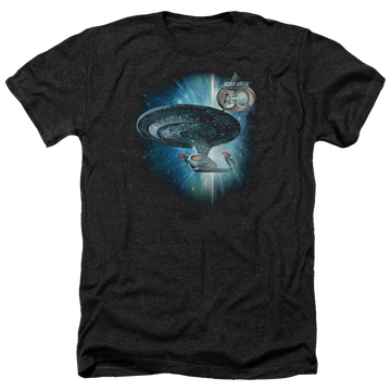 Charcoal men's heather t-shirt with Star Trek Ship 30 graphic