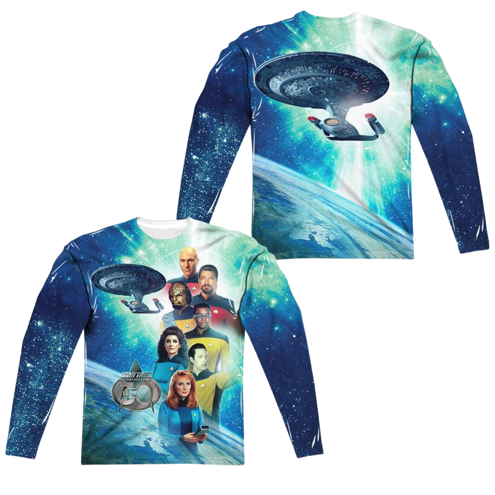 Star Trek 30 Crew Men'sAll-Over Print Long Sleeve T-Shirt Men's All-Over Print Long Sleeve Star Trek