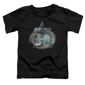 Black toddler t-shirt with Star Trek Tng 30 Logo graphic