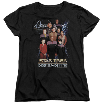 Black women's t-shirt with Star Trek Deep Space Nine Ds9 Crew graphic
