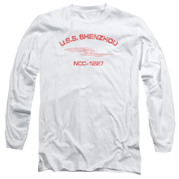 White men's long sleeve t-shirt with Star Trek Shenzhou Athletic graphic
