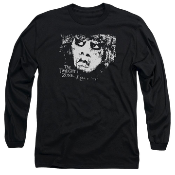 Black men's long sleeve t-shirt with The Twilight Zone Winger graphic
