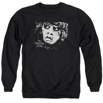 Black men's crewneck sweatshirt with The Twilight Zone Winger graphic