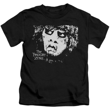Black kid's t-shirt for ages 4 to 7 with The Twilight Zone Winger graphic