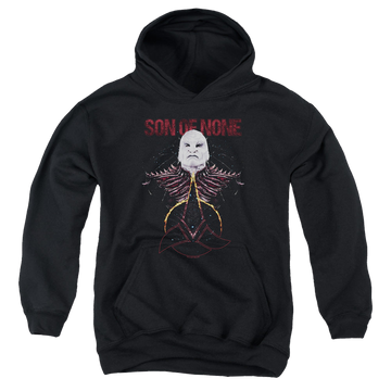 Black youth hoodie for ages 8 to 12 with Star Trek Discovery Son Of None graphic
