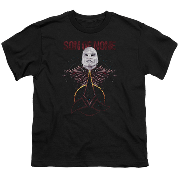 Black youth t-shirt for ages 8 to 12 with Star Trek Discovery Son Of None graphic