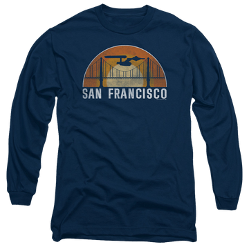 Navy men's long sleeve t-shirt with San Francisco Trek graphic