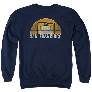 Navy men's crewneck sweatshirt with San Francisco Trek graphic