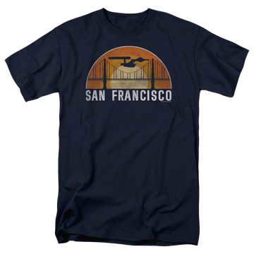 Navy men's regular fit t-shirt with San Francisco Trek graphic