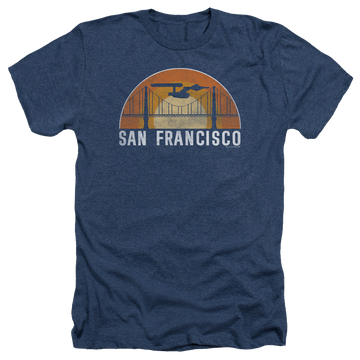 Navy men's heather t-shirt with San Francisco Trek graphic