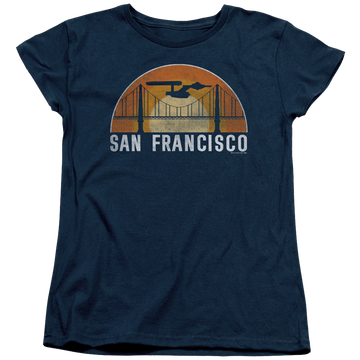 Navy women's t-shirt with San Francisco Trek graphic