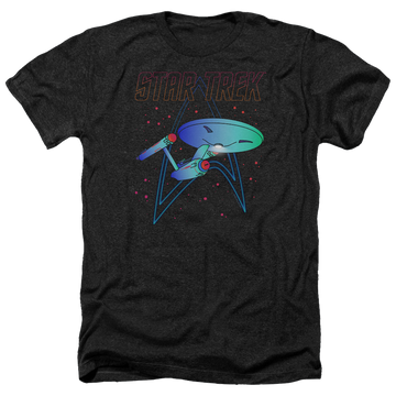 Charcoal men's heather t-shirt with Star Trek Neon Trek graphic