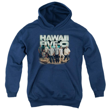 Navy youth hoodie for ages 8 to 12 with Hawaii Five-O Hawaii 5 0 graphic