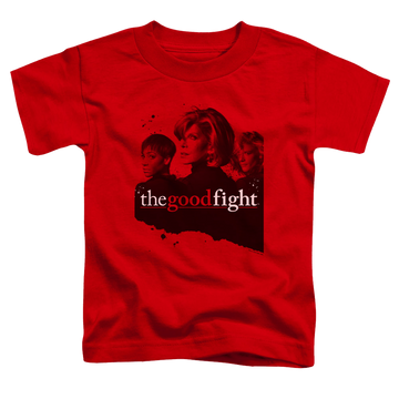 Red toddler t-shirt with Good Fight Diane Lucca Maia graphic