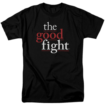 Black men's regular fit t-shirt with Good Fight Logo graphic