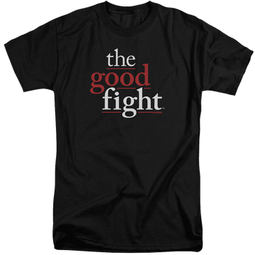 Black men's tall fit t-shirt with Good Fight Logo graphic