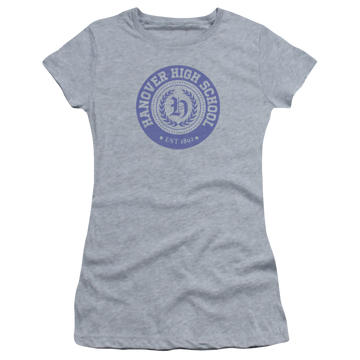 Athletic heather juniors t-shirt with American Vandal Hanover Seal graphic