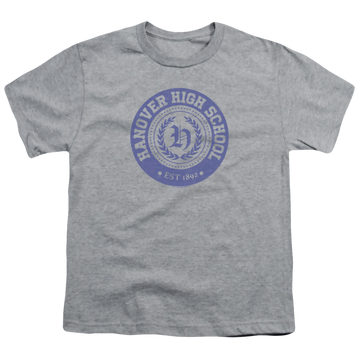 Athletic heather youth t-shirt for ages 8 to 12 with American Vandal Hanover Seal graphic