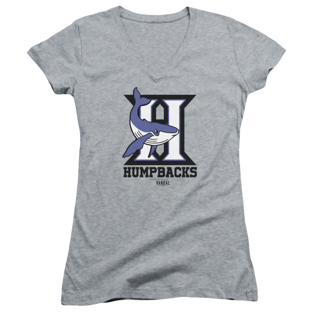American Vandal Humpbacks - Juniors V-Neck T-Shirt Juniors V-Neck T-Shirt American Vandal