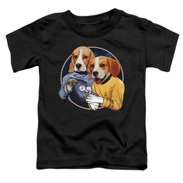 Black toddler t-shirt with Star Trek The Original Series Trek Dogs graphic