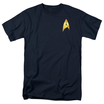 Navy men's regular fit t-shirt with Star Trek Discovery Command Badge graphic