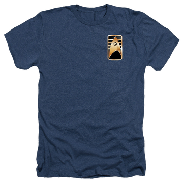 Navy men's heather t-shirt with Star Trek Discovery Cadet Badge graphic